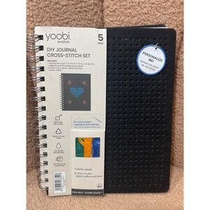 Yoobi Evolve DIY Journal Cross-Stitch Set Black Felt 5 Piece Kit New